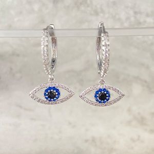 Diamond Evil Eye Earrings - Minimalist - Huggie Hoops